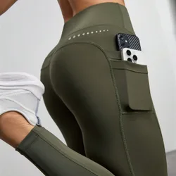Pantalones cortos deportivos de cintura alta con bolsillos, ajustados y de corte slim para mujer