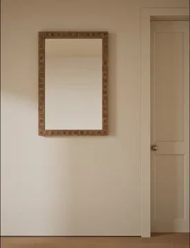 Hugo Marquetry Wood Rectangular Wall Mirror Natural - M&S - FashionsVida