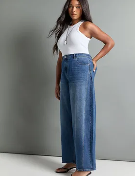Womens The Plus High Waist Barrel Jean - Blue - Size 16 Uk - Boohoo - FashionsVida