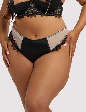Womens Anaise Highwaist Brief - Black Satin - Size 24 Uk - Playful Promises - FashionsVida