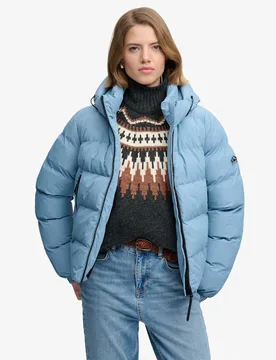 Water Resistant Hooded Puffer Jacket Blue female - Superdry & Co - FashionsVida