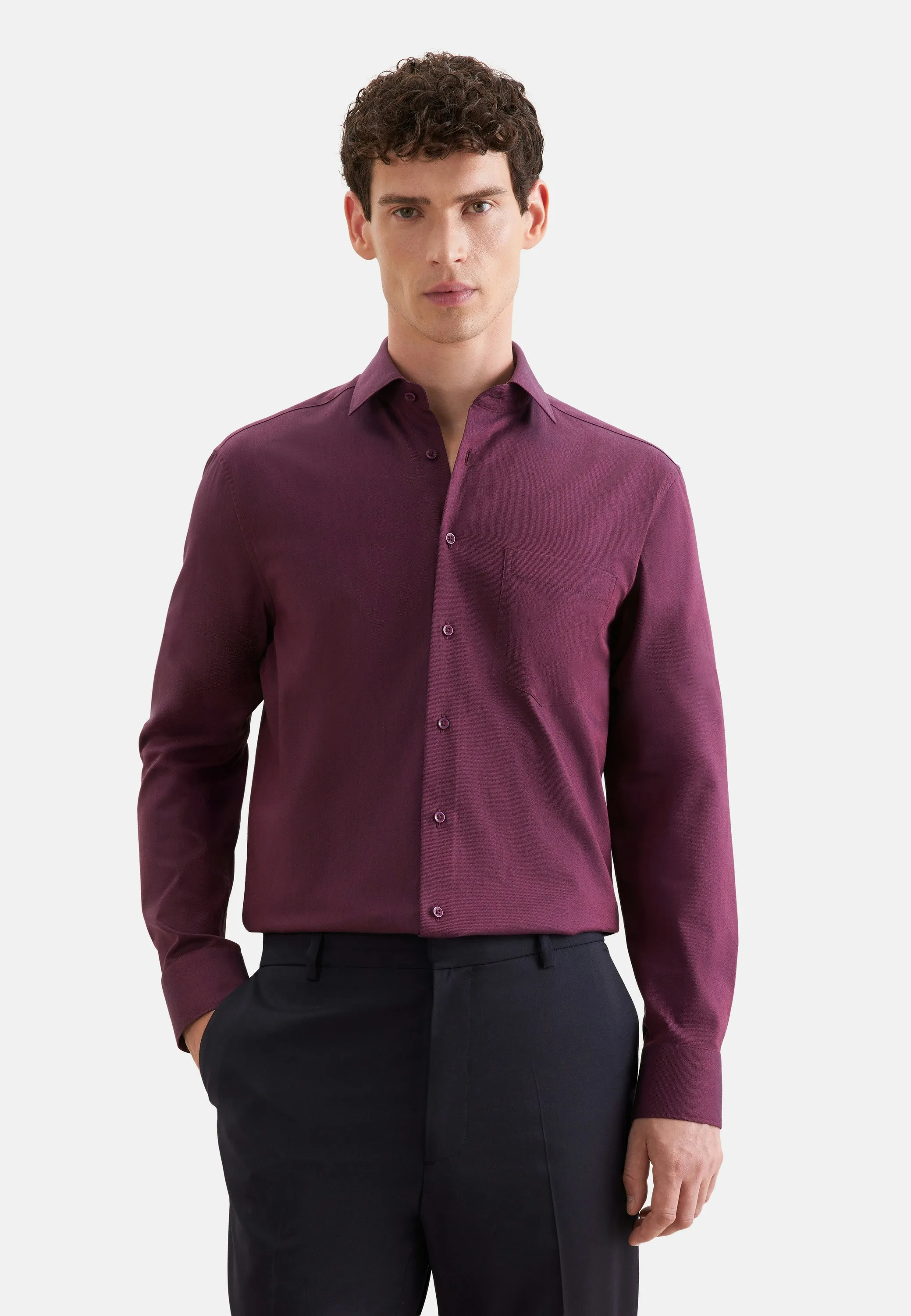 Comfort Flanellhemd Uni Rot 44 - Seidensticker - FashionsVida
