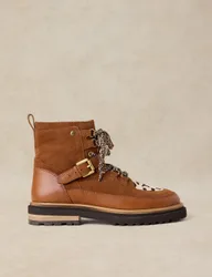 Leather Lace Up Boots Brown Mix female