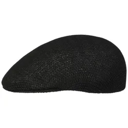 Vented Cotton Mix Flat Cap by - black - Size: One Size
