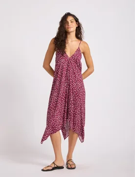 Spot Print V-Neck Midi Beach Dress Burgundy Mix female - Seafolly - FashionsVida