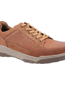 Mens Finley Leather Shoes (Tan) - Size Uk 12 - Hush puppies - FashionsVida