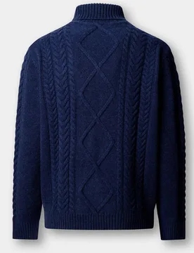 Jersey de hombre de lana-cashmere de punto trenzado argyle con cuello alto - Hackett - FashionsVida
