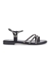 Sandali neri con fascette sottili e strass 1703 40