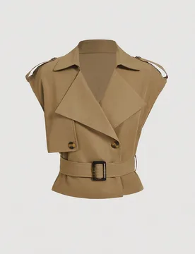 Abrigo largo de trinchera con cinturón y cuello, chaqueta retro, abrigo de invierno, ropa de vacaciones XS - Shein - FashionsVida