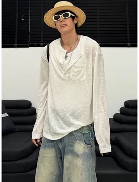 New Summer Men's Lyoce Long-sleeved T-shirt Loose Drape Trendy Youth T-shirt - Aliexpress - FashionsVida