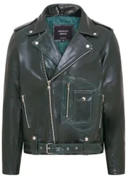 Mens Cow-Hide Green Biker Brando Jacket - Pargas - Size Small