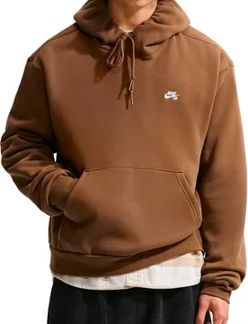 Sweat à capuche en tissu Fleece - U Fleece Pullover Hoodie Essentiel Logo Mosswood Brown White en Coton - Taille S - Nike SB - FashionsVida
