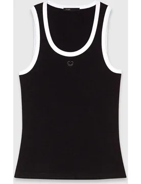 Camiseta de mujer de tirantes canalé con bordado clover - Maje - FashionsVida