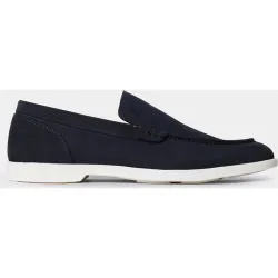 Mocasines de hombre de nubuck con logo en la lengüeta