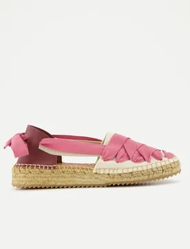 Alpargatas planas de mujer de cintas y talonera en piel - Naguisa - FashionsVida