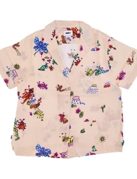 Camicia Manica Corta Donna Doodle Relaxed Shirt Shortbread - OBEY - FashionsVida