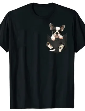 Funny Boston Terrier Pocket Cut Puppy T Shirts Cotton Streetwear Short Sleeve Birthday Gifts Summer Style T-shirt Mens Clothing - Aliexpress - FashionsVida