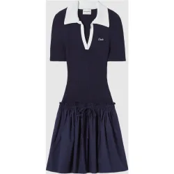 Vestido corto bimateria con cuello polo