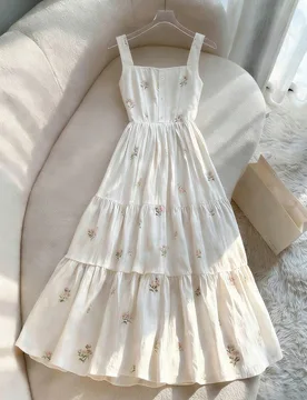 Vestido con estampado floral diminuto, vestido con cintura ceñida y volantes en el bajo, primavera/verano L - Shein - FashionsVida