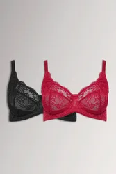 Women's 2 Pack Lace Bras in Red Size: 38C - Red - Size: 38C