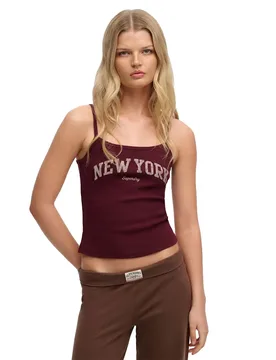 T-shirt Sans Manches Athletic Essentials Graphic Print Cami Port Red S - Superdry - FashionsVida