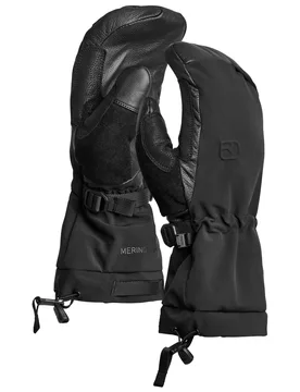 Moufles de ski en cuir - Merino Freeride Mitten M Black Raven en Laine - Taille M - Noir - Ortovox - FashionsVida