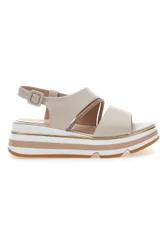 Sandali Beige Con Fasce Elastiche e Platform K11010 38