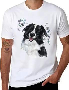 Watercolour Border Collie T-Shirt cotton t shirts man 100% t shirt man cotton T-Shirt - Aliexpress - FashionsVida