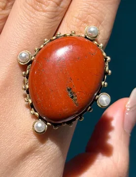 Vintage Alien Coral Red Stone Rings For Woman Luxury Pearls Art Deco Jewelry Girls Fashion Party Brand High Quality Gift New - Aliexpress - FashionsVida