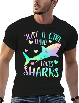 Just a Girl who loves sharks T-Shirt Non-Shrink Basic Cotton T-Shirt - Aliexpress - FashionsVida
