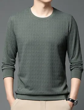 Business Casual Men's 2024 Spring and Autumn New Patchwork Pullovers O-Neck Fashion Solid Color Slim Versatile Long Sleeved Top - Aliexpress - FashionsVida