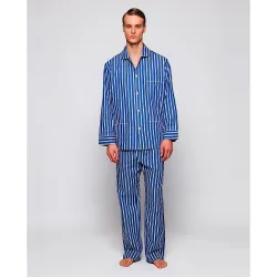 Pijama largo de hombre cuadros azul