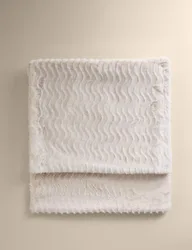 M&S Faux Fur Feathered Throw Ivory