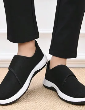 Zapatos deportivos/de trabajo ligeros y versátiles de unicolor con cierre de gancho y bucle, zapatillas antideslizantes y transpirables para caminar - Shein - FashionsVida