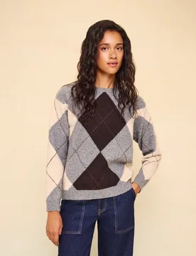 Jersey cuello redondo con rombos de mujer - Easy Wear - FashionsVida