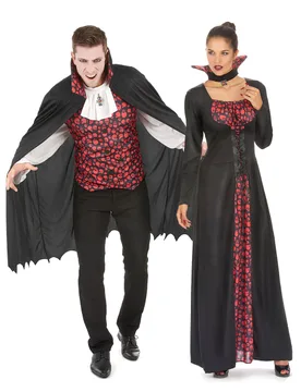 Adliger Vampir-Paarkostüm Halloween rot-schwarz - BCI - FashionsVida