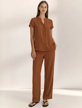 Camisa de mujer cuello mao manga corta - Paz Torras - FashionsVida