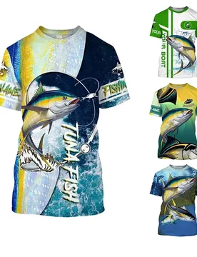 Summer 3D Tuna Fishing Printed Men's T-Shirt Casual Unisex Plus Size Shirt Fish Blue Outdoor Harajuku O-neck Clothing Y2K Tops - Aliexpress - FashionsVida