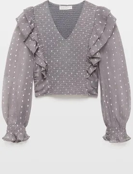 Blusa de mujer con volantes y gomas - Green Coast - FashionsVida