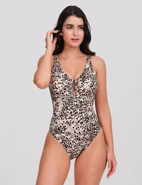 Bañador mujer escote v detalle metálico - Carey - FashionsVida
