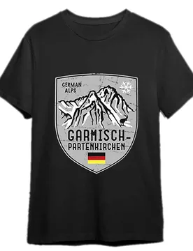Garmisch Mountain Germany Emblem Graphic T-Shirt 100% Cotton O-Neck Short Sleeve Summer Casual Mens T-shirt Streetwear - Aliexpress - FashionsVida