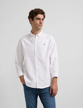 Camisa de hombre corte slim lisa en color blanca - Silbon - FashionsVida