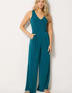 Women's Tall Cowl Neck Wide Leg Jumpsuit in Teal Size: 18 - Teal - Size: 18 - Long tall sally - FashionsVida