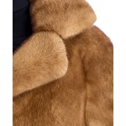 Chaqueta de pelo de mujer de visón con cuello solapa