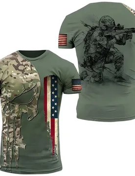 American Forest Desert Camouflage Men's T-shirt with 3D Skull Print Short Sleeve Olive Green Quick-Dry Jungle T-shirt - Aliexpress - FashionsVida