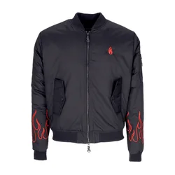 Giubbotto Bomber Uomo Embroidered Flames Bomber Black/red
