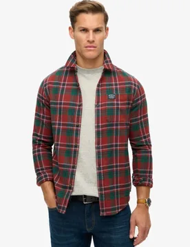 Superdry Herren Langärmliges Baumwoll-holzfällerhemd Rot - Größe: XL - 69.99 - FashionsVida