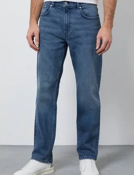 Men's Light Vintage Wash Premium Stretch Straight Jeans in Light Blue Size: 44R - Light Blue - Size: 44R - Debenhams - FashionsVida