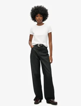 Superdry Damen Jeans aus Bio-baumwolle mit Weitem Beinschnitt Schwarz - Größe: 30/32 - 94.99 - FashionsVida