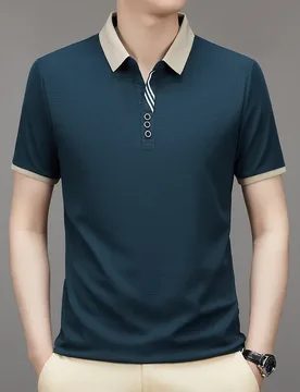 Kemeja Polo mewah pria baru setengah lengan gunting Waffle kerah kontras musim panas lengan pendek kemeja Polo atasan Mode Pria - Aliexpress - FashionsVida